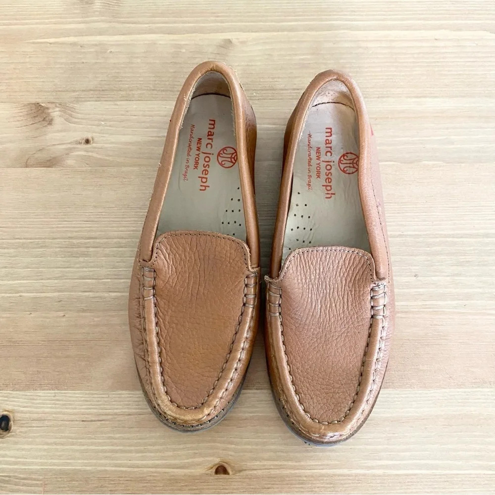 Marc Joseph Kids Slip On Brown Leather Loafers Boat Shoes Sz 11.5 Wedding Preppy